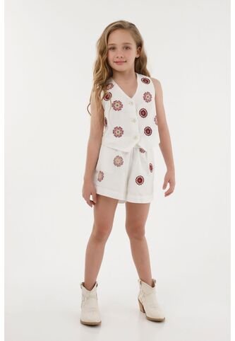 Chaleco Con Bordado De Flores Crudo Para Niña Tennis