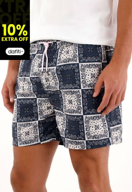 Pantaloneta De Baño Con Estampado Paisley Para Hombre