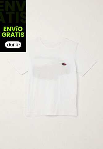 Camiseta Básica Con Estampado Blanca Para Niño Tennis