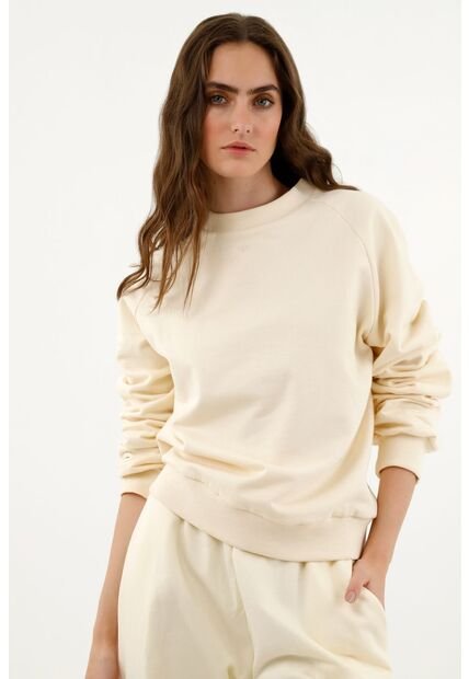 Buzo Crudo Cuello Redondo Para Mujer
