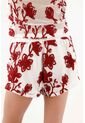Tennis Bermuda Fit Relajado Con Estampado Floral Rojo En Poliéster Blanco Para Mujer de Tennis