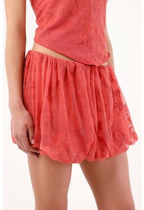 Tennis Falda Corta Holgada Con Bajo Globo En Poliamida Coral Para Mujer