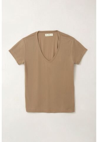 Tennis Camiseta Con Cuello En V Café Con Acabado Liso Para Mujer Tennis