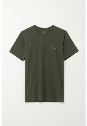 Tennis Camiseta Básica Manga Corta Verde Con Detalle Fruncido Para Hombre
