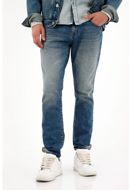 Tennis Jean Classic Tiro Medio Azul Con Acabado Ligero Para Hombre