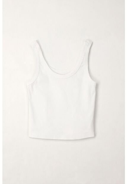 Tennis Camiseta Crop En Rib Blanca Para Mujer