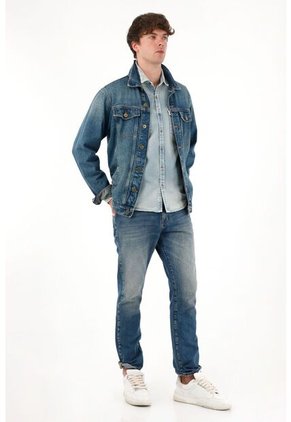 Tennis Jean Classic Tiro Medio Azul Con Acabado Ligero Para Hombre