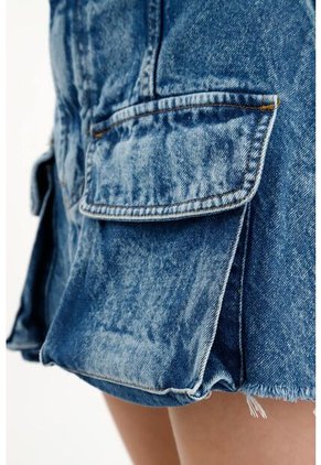 Falda Corta En Denim Azul Para Mujer