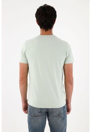 Tennis Camiseta Con Mini Raqueta Verde Con Caída Natural Para Hombre