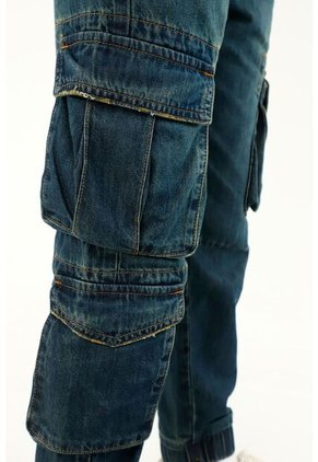 Pantalón Jogger Azul Con Bolsillos Cargo Para Niño