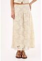 Tennis Falda Larga Evasé Con Encaje Crochet Floral De Algodón Marfil Para Mujer de Tennis
