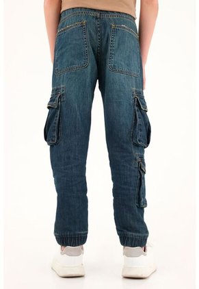 Pantalón Jogger Azul Con Bolsillos Cargo Para Niño