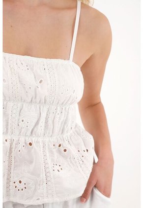 Tennis Camisa Crudo En Ojalillo De Tiras Para Mujer