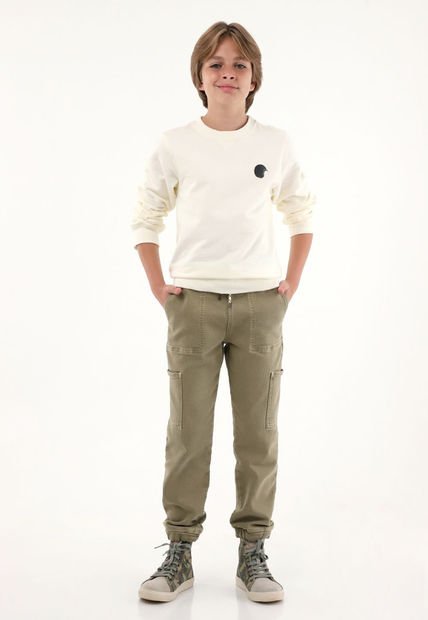 Jean Estilo Jogger Verde Para Niño