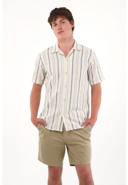 Bermuda Tipo Chino Con Bolsillos De Ribete Café Para Hombre