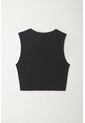 Tennis Camiseta Crop Manga Sisa Negra De Ajuste Relajado Para Mujer de Tennis