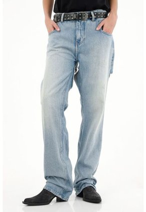 Tennis Jean Recto Tiro Alto Con Detalles Desflecados Para Mujer