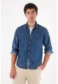 Tennis Camisa Manga Larga Azul Con Caída Fluida Para Hombre de Tennis