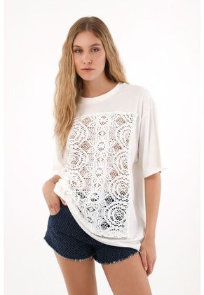 Tennis Camiseta Manga Corta De Silueta Amplia Crudo Para Mujer