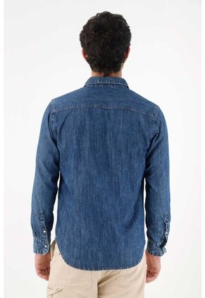 Tennis Camisa Manga Larga Azul Con Caída Fluida Para Hombre