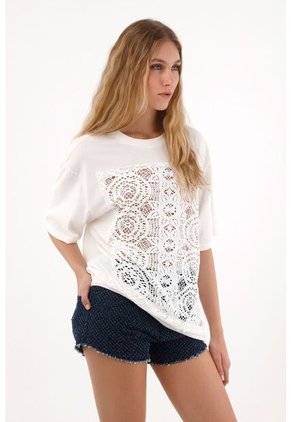 Tennis Camiseta Manga Corta De Silueta Amplia Crudo Para Mujer