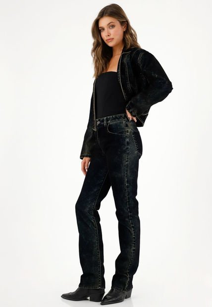 Jean Velvet Blue Demin Tiro Alto Para Mujer