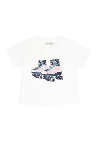 Camiseta Blanca Con Estampado Para Niña Tennis