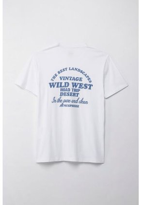 Tennis Camiseta Manga Corta Estampada Blanca De Silueta Amplia Para Hombre Con Acabado Ligero