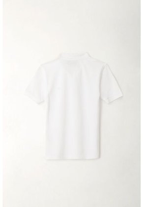 Polo Cuello Tejido Blanca Para Niño