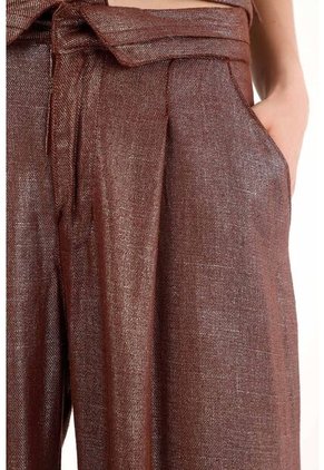 Tennis Pantalón Wide Leg Efecto Metalizado Para Mujer