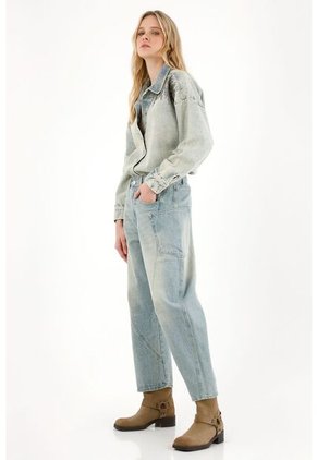 Tennis Jean Horseshoe Tiro Bajo Azul Claro Para Mujer