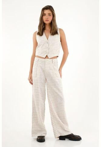 Tennis Pantalón Wide Leg Tiro Alto En Lino 100% Para Mujer Tennis