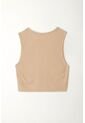 Tennis Camiseta Crop Manga Sisa Café De Silueta Amplia Para Mujer de Tennis