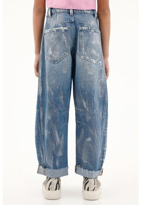 Jean Horseshoe Tiro Medio Con Brillo Para Niña