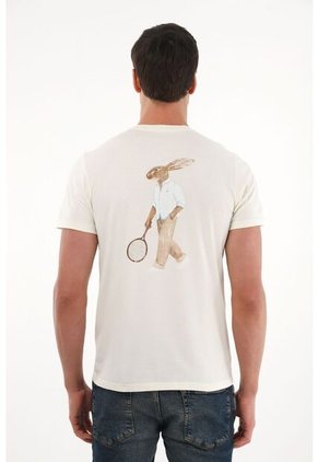 Tennis Camiseta Con Estampado En Espalda Crudo Para Hombre