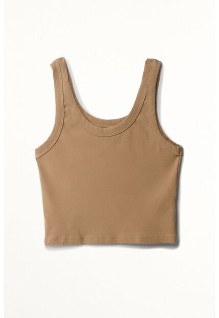 Tennis Camiseta Crop En Rib Crudo Con Acabado Mate Para Mujer