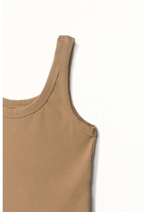 Tennis Camiseta Crop En Rib Crudo Con Acabado Mate Para Mujer