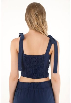 Tennis Camisa Crop Con Diseño De Palmeras Azul Para Mujer