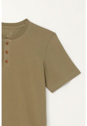 Camiseta Cuello Redondo Con Botones Verde Para Niño