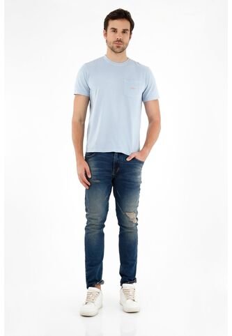 Camiseta Azul Con Estampado Para Hombre Tennis