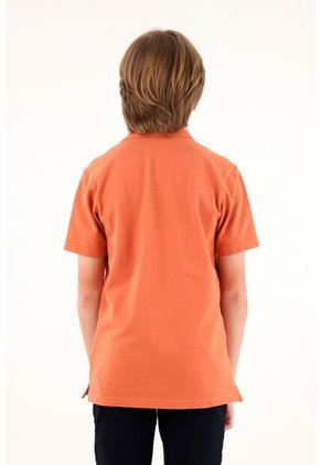 Polo Naranja Manga Corta Para Niño