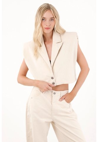 Tennis Chaleco Boxy Fit Con Hombreras Crudo Para Mujer Tennis