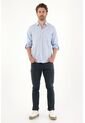 Tennis Camisa Manga Larga Preteñida Azul Con Textura Lisa Para Hombre de Tennis