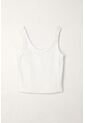Tennis Camiseta Crop En Rib Blanca De Ajuste Cómodo Para Mujer de Tennis