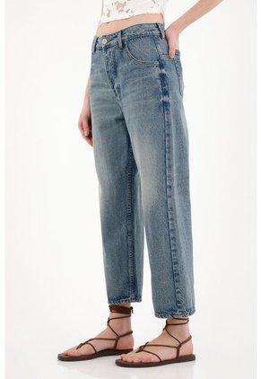 Tennis Jean Recto Tiro Medio Azul Para Mujer