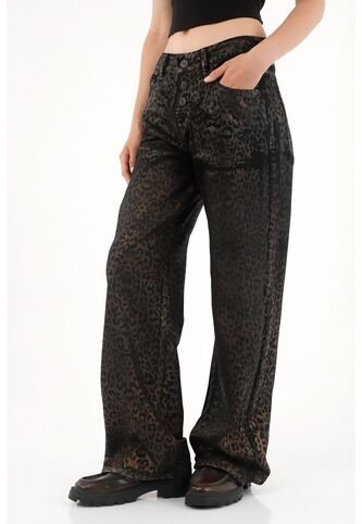 Tennis Jean Wide Leg Tiro Alto Con Diseño A Láser Animal Print Para Mujer Tennis