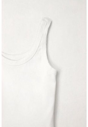 Tennis Camiseta Crop En Rib Blanca De Ajuste Cómodo Para Mujer