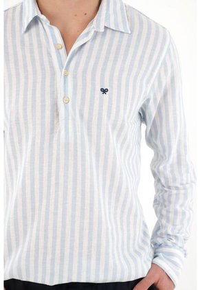Tennis Camisa Manga Larga Con Diseño A Rayas Con Diseño Versátil Para Hombre Con Acabado Suave