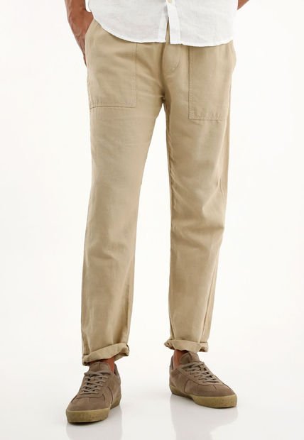 Pantalón Jogger Café Bota Recta Para Hombre