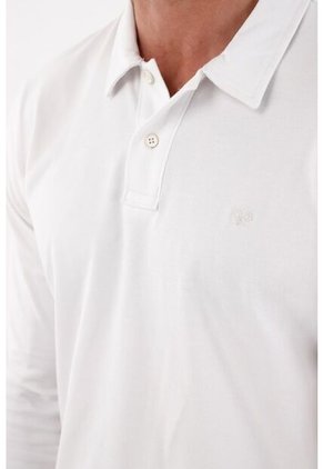 Tennis Polo Manga Larga Blanca Para Hombre
